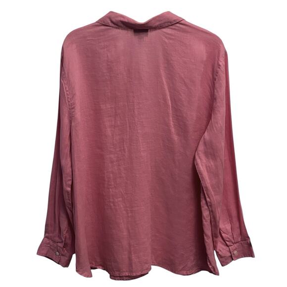 J. Jill Linen Large Rose Petal Pink Lightweight Button Down Long Sleeve Shirt - Picture 5 of 5